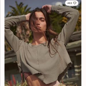 Forest green light weight free people sweater